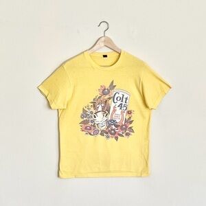 Colt 45 Party Mule Malt Liquor Retro Vintage Style Yellow T Shirt Adult Medium